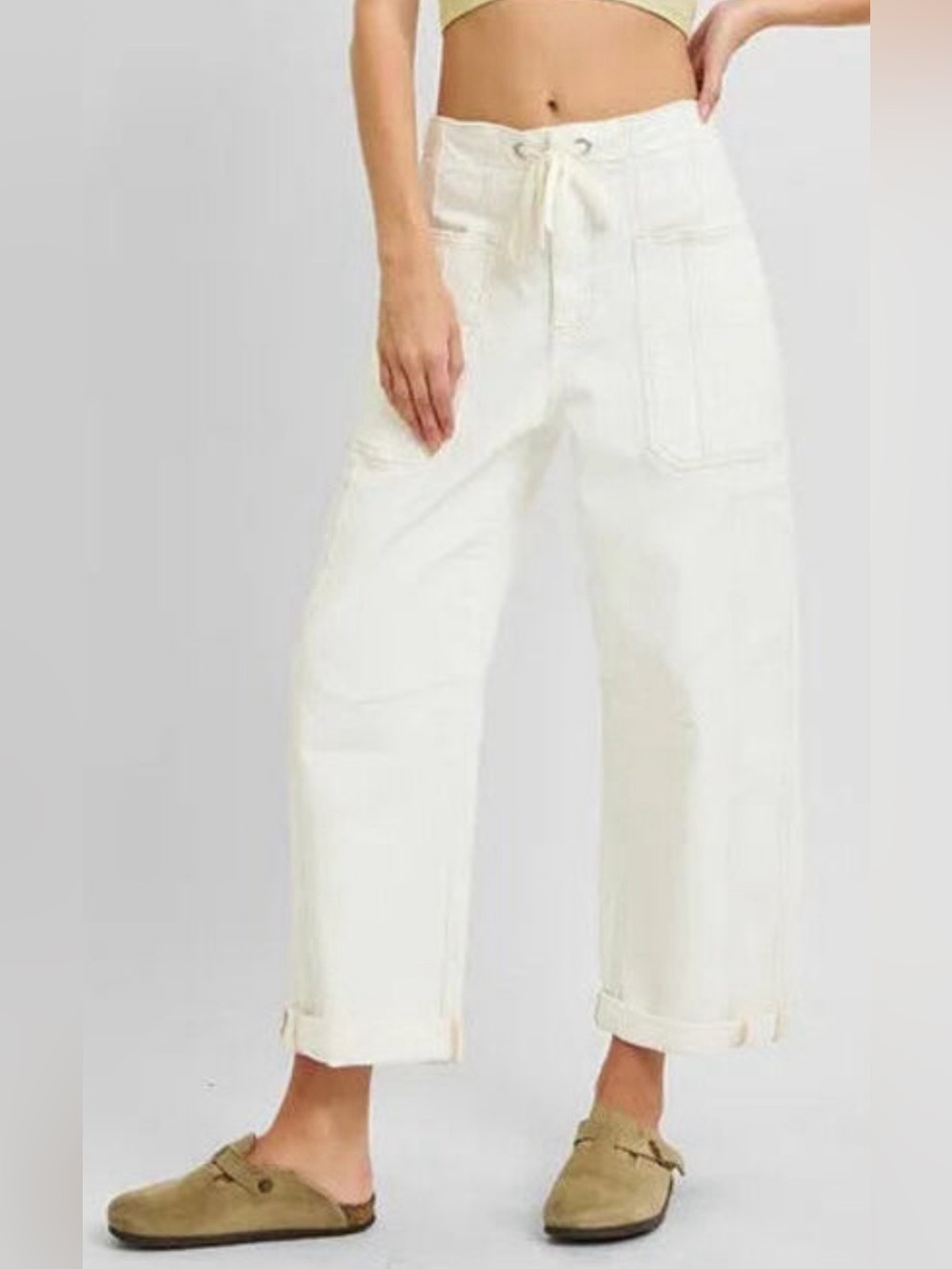 Risen Cargo Crop Barrel Jeans